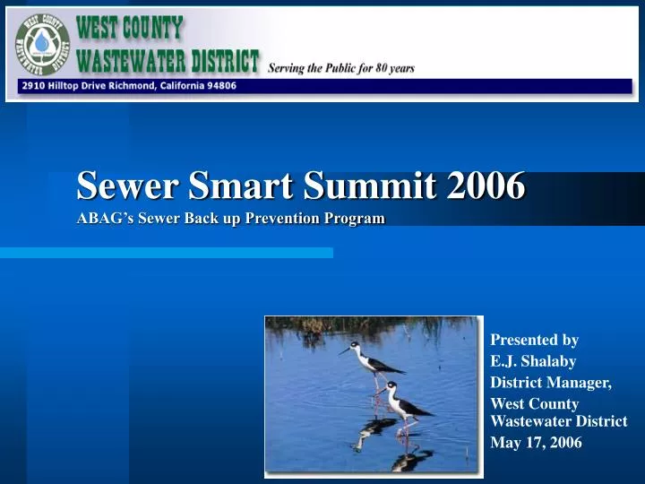 sewer smart summit 2006 abag s sewer back up prevention program