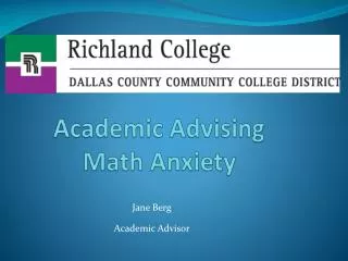 Academic Advising Math Anxiety