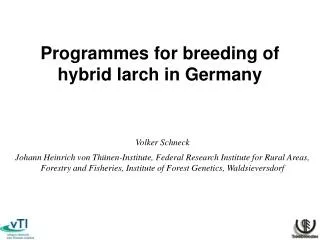Programmes for breeding of hybrid larch in Germany