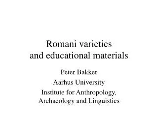 Romani varieties and educational materials