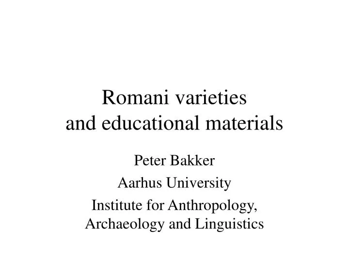 romani varieties and educational materials