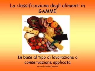 La classificazione degli alimenti in GAMME