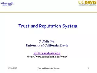 Trust and Reputation System