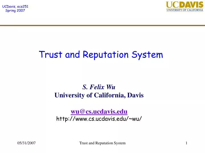 trust and reputation system