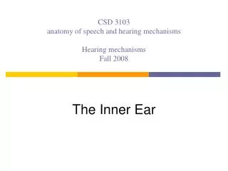CSD 3103 anatomy of speech and hearing mechanisms Hearing mechanisms Fall 2008