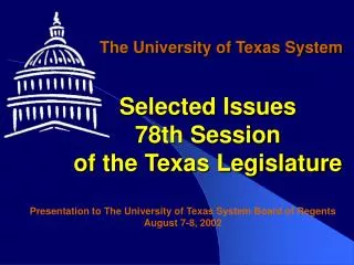 Selected Issues 78th Session of the Texas Legislature