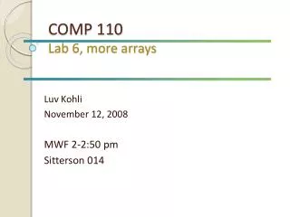 COMP 110 Lab 6, more arrays