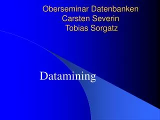 Oberseminar Datenbanken Carsten Severin Tobias Sorgatz