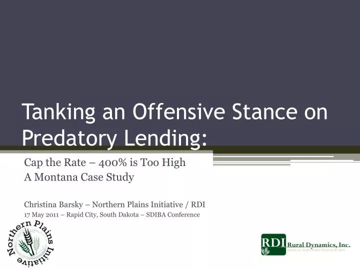 tanking an offensive stance on predatory lending
