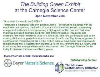 The Building Green Exhibit at the Carnegie Science Center