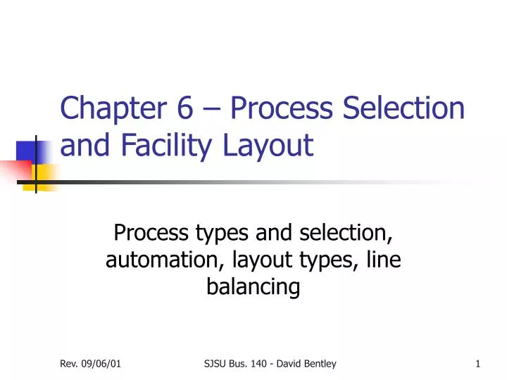 chapter 6 process selection and facility layout