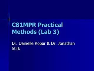 C81MPR Practical Methods (Lab 3)