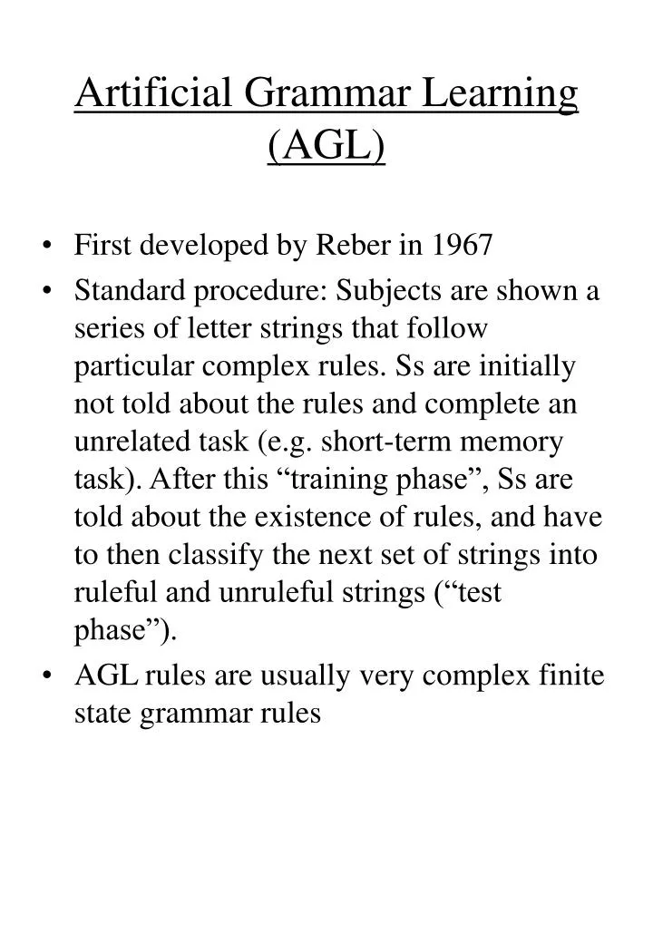 artificial grammar learning agl