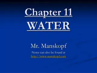 Chapter 11 WATER