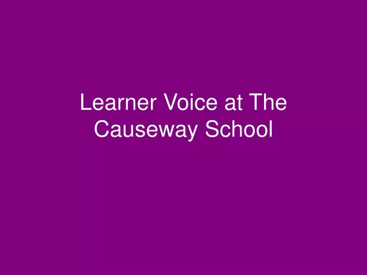 learner voice at the causeway school