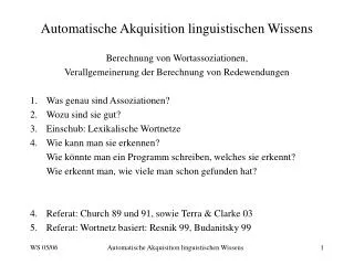 Automatische Akquisition linguistischen Wissens