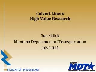 Culvert Liners High Value Research