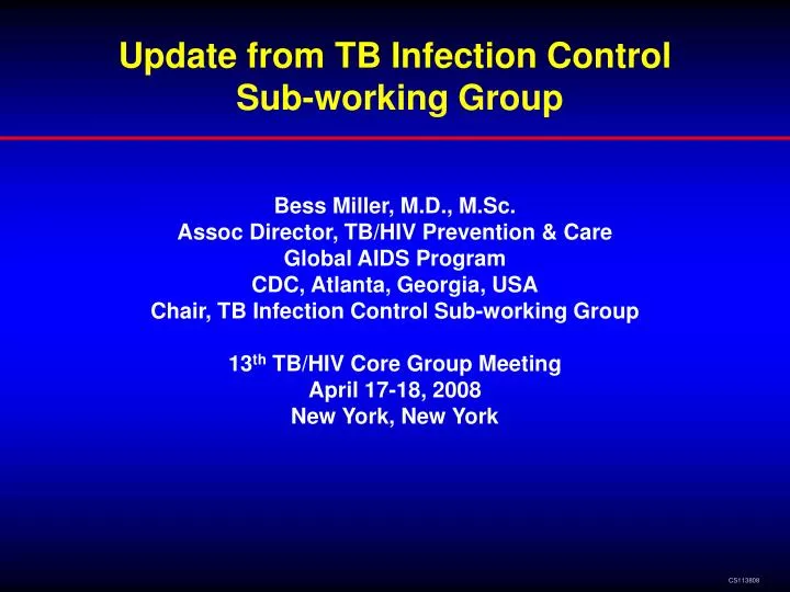 update from tb infection control sub working group