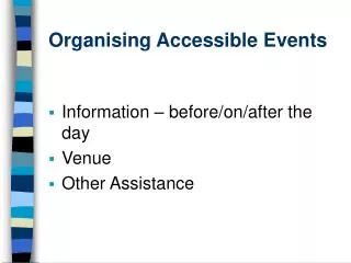 Organising Accessible Events