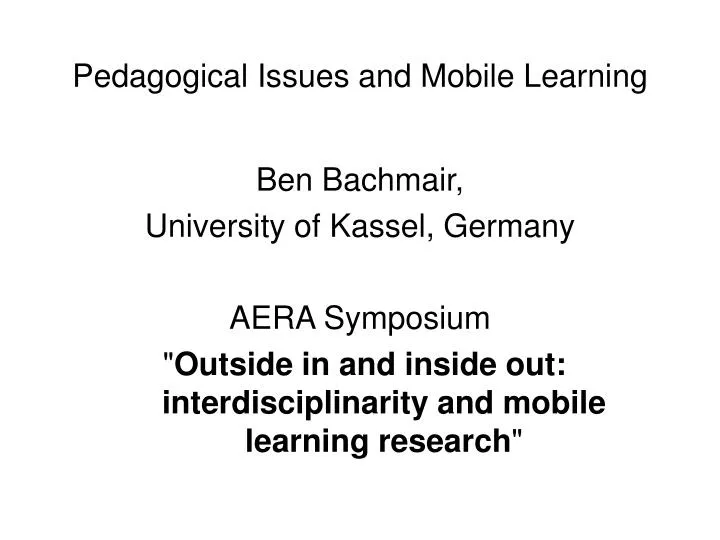 pedagogical issues and mobile learning