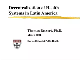 Decentralization of Health Systems in Latin America