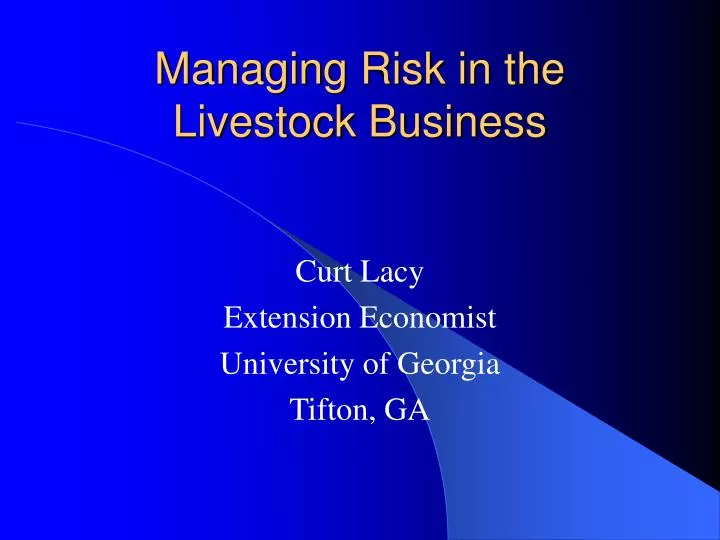 managing risk in the livestock business
