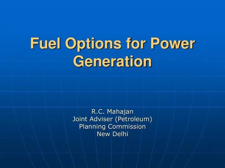 fuel options for power generation