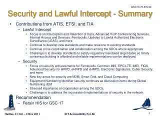 Security and Lawful Intercept - Summary