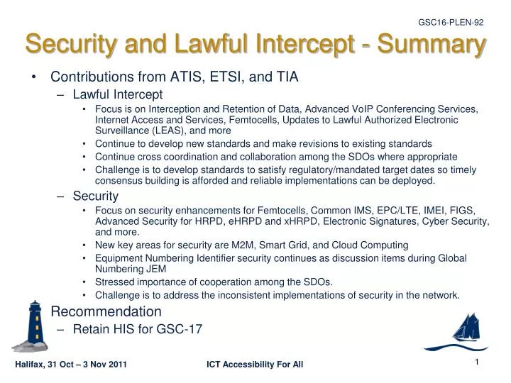 security and lawful intercept summary