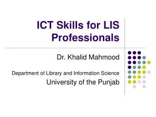 ICT Skills for LIS Professionals