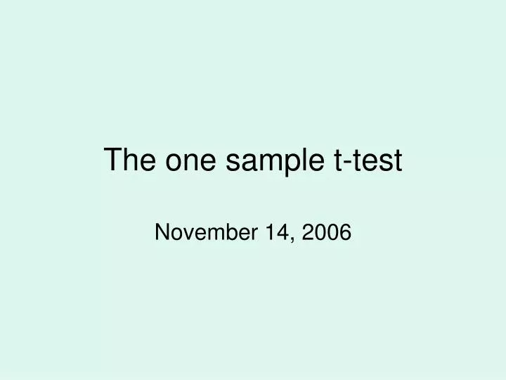 the one sample t test