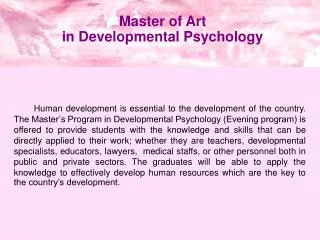 Master of Art in Developmental Psychology