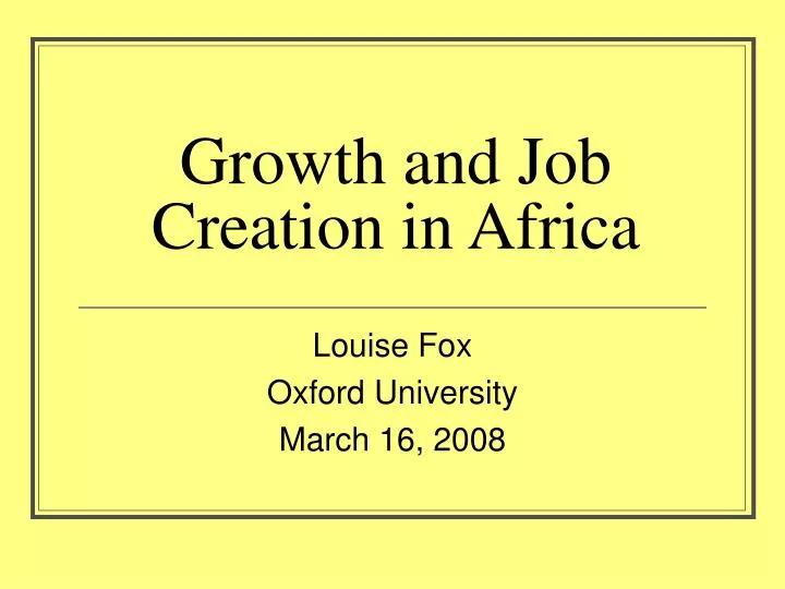 growth and job creation in africa