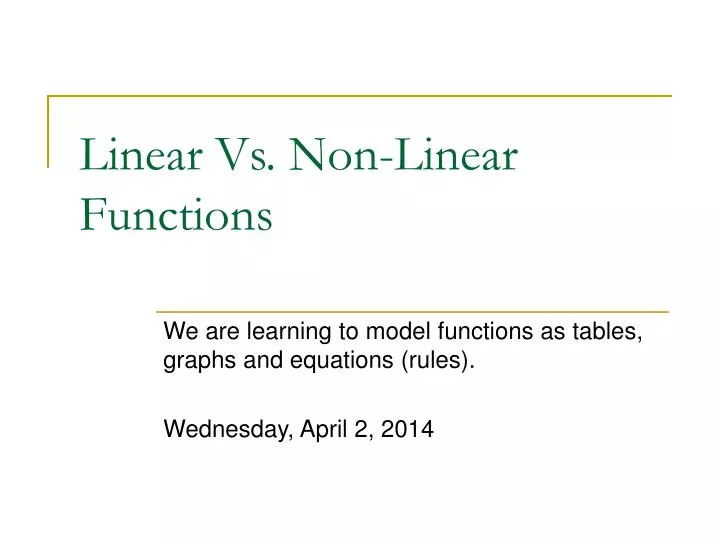 linear vs non linear functions