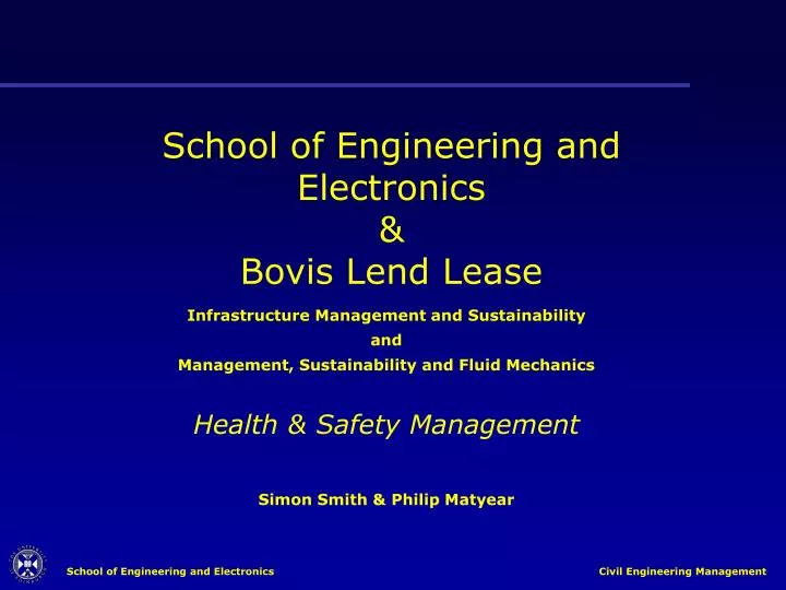 school of engineering and electronics bovis lend lease