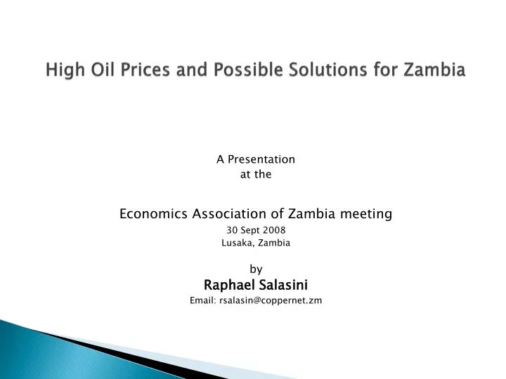 high oil prices and possible solutions for zambia