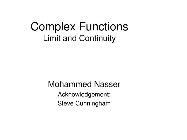complex functions limit and continuity