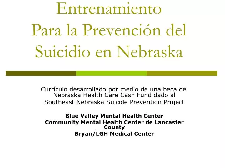 entrenamiento para la prevenci n del suicidio en nebraska