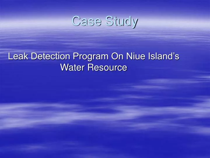 leak detection program on niue island s water resource