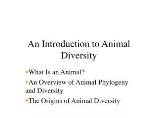 An Introduction to Animal Diversity
