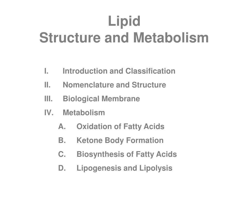 PPT - Lipid Structure and Metabolism PowerPoint Presentation, free ...