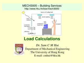 Dr. Sam C M Hui Department of Mechanical Engineering The University of Hong Kong E-mail: cmhui@hku.hk