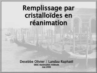 Remplissage par cristalloïdes en réanimation