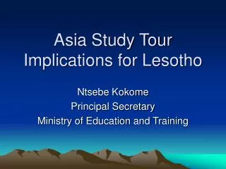 Asia Study Tour Implications for Lesotho