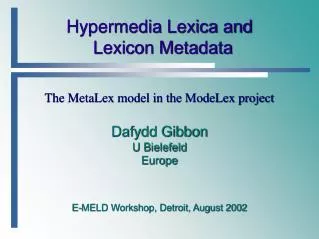 Hypermedia Lexica and Lexicon Metadata