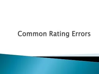 Common Rating Errors