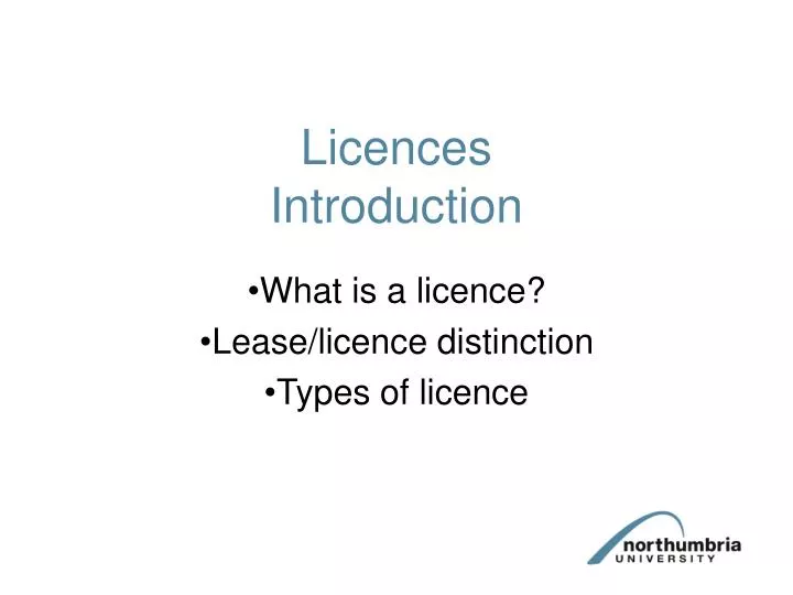 licences introduction