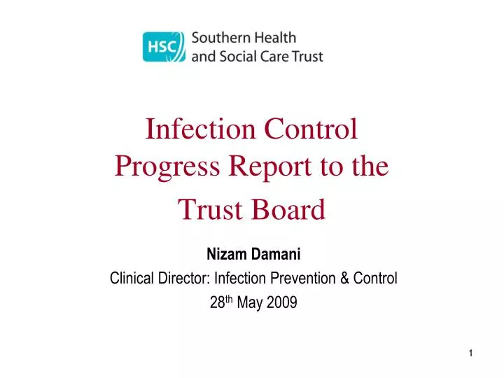 infection control progress report to the trust board