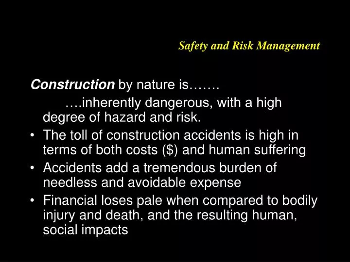 safety and risk management