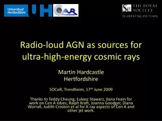 Radio-loud AGN as sources for ultra-high-energy cosmic rays